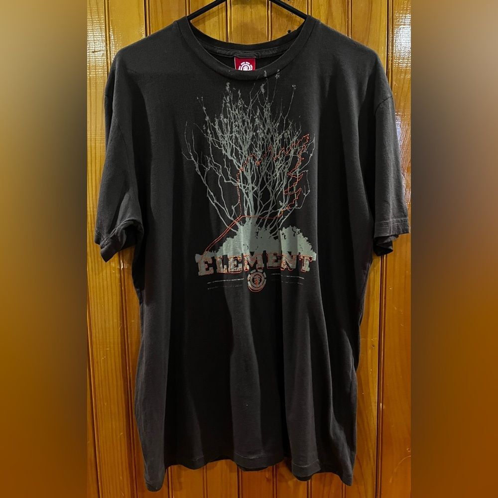 Y2K Vintage Element Skateboarding T-Shirt Brown Size XL Stylized Tree